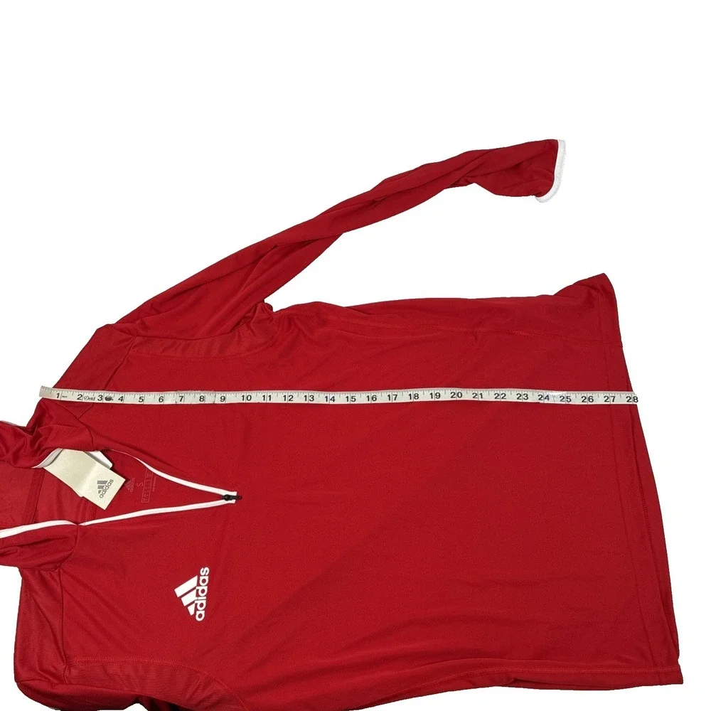 New Mens Adidas Team Hoodie 1/4 Zip Size Small NWT Red White $45 Lightweight
